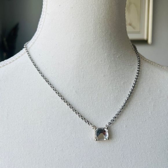 Silver Plated BVG Inspirito Chain with Clear Faux Crystal Rectangle - Picture 6 of 6